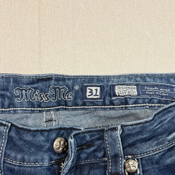 Miss Me Indigo Boot Cut Jeans with Studded Accents - Image 5