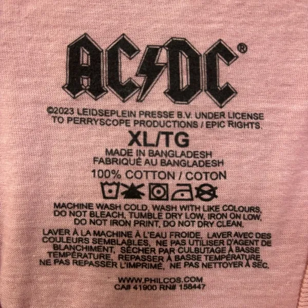 AC/DC Who Made Who Rock Pink Rhinestone T-Shirt XL - Image 4