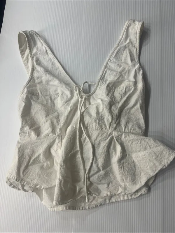 Free People Women’s White Peplum Tie-Front Camisole - Image 6