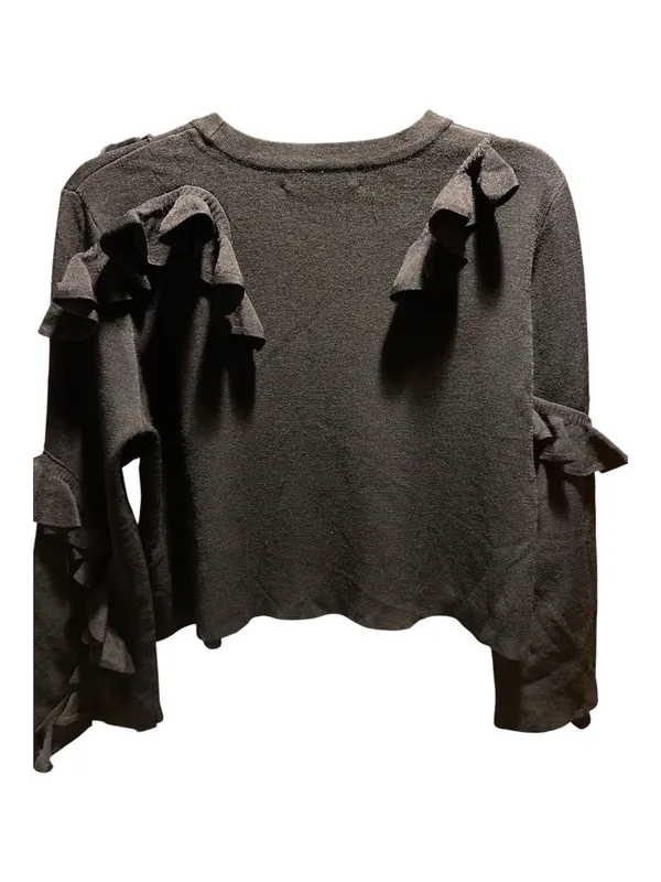 Milly Black Ruffle Cropped Sweater size medium - Image 2
