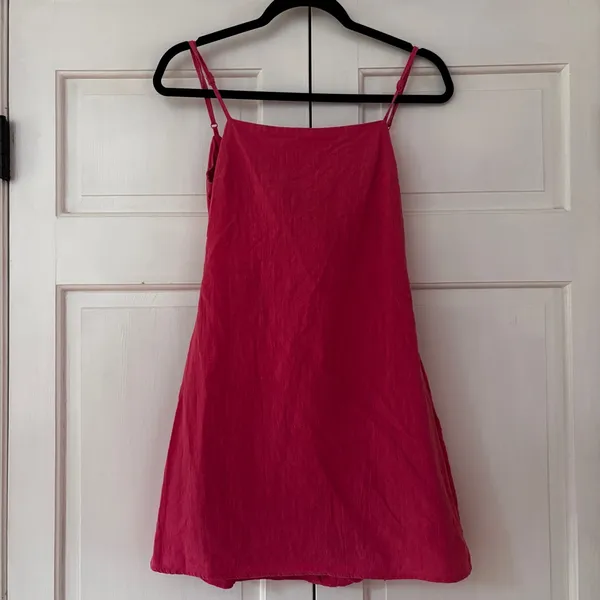 Showpo Pink Tie Back Spaghetti Strap Mini Dress Size 4 Cotton‎ Open Back Summer - Image 3