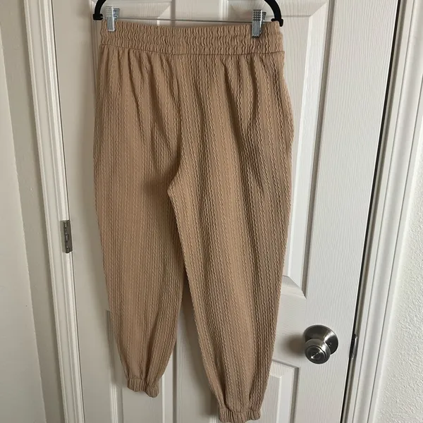 One Step Up Textured Tan Joggers | XL High-Waist Neutral Track Pants - Image 9