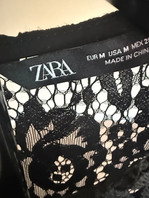 Zara Black Lace Shoulder Mini‎ Dress - Image 2