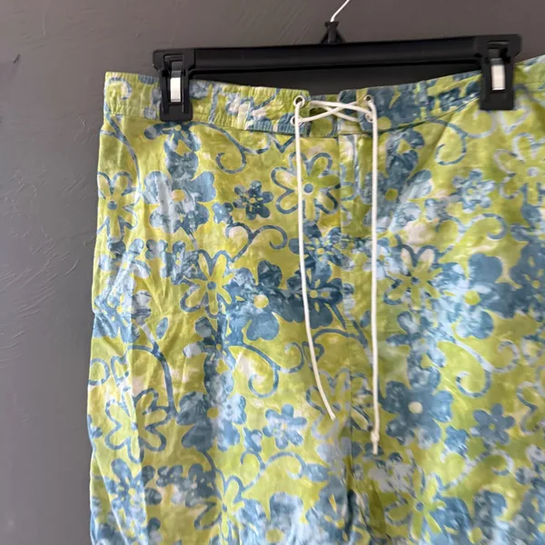 Ojai Womens‎ Floral Mini Skirt Lime Green Blue Tropical Lace Up Waist Size 6 - Image 2