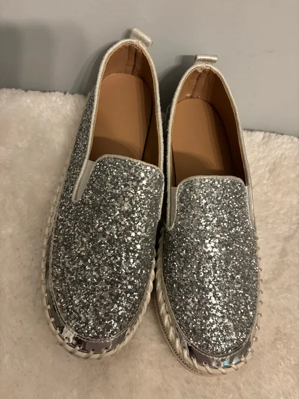 Bling Slip on Party shoes silver Sz. 10 - Image 3