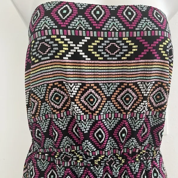 Retro Palazzo Wide Leg Jumpsuit Romper Purple LARGE Bohemian Tribal Tube Y2K - Image 4
