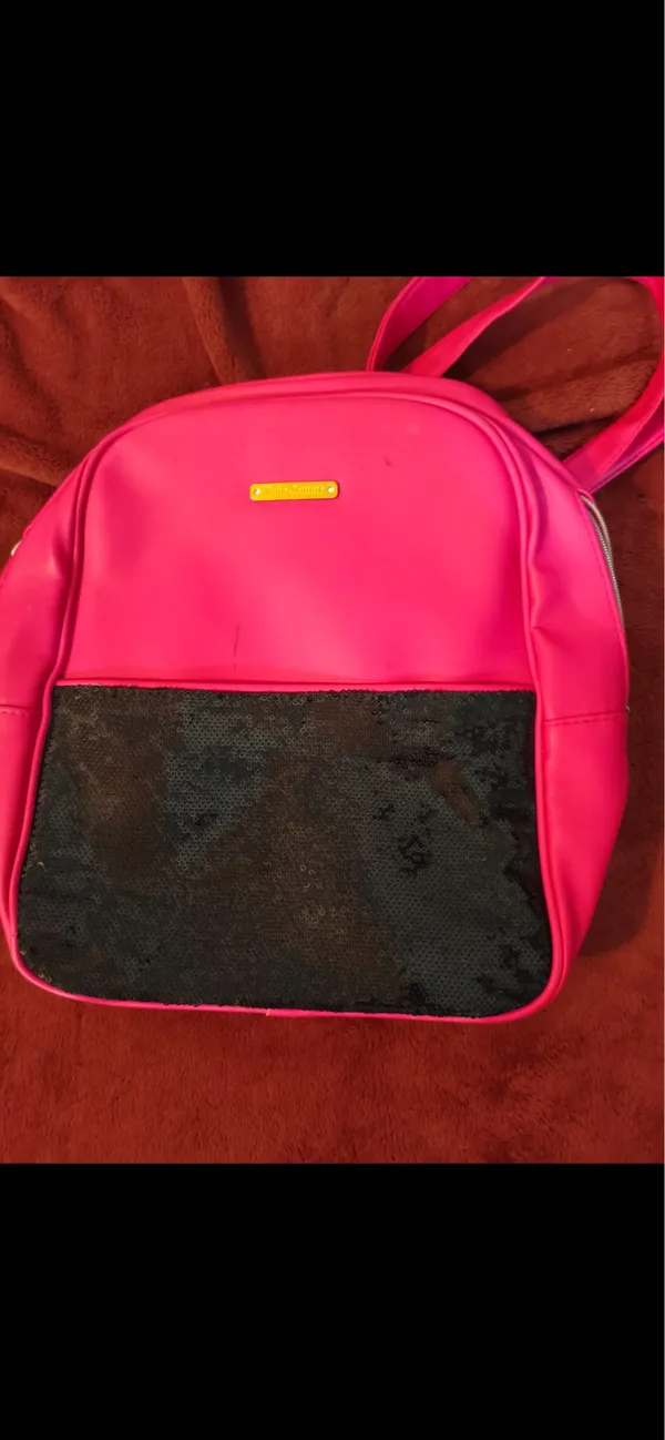 Juicy Couture Hot Pink & Black Faux Leather Backpack Sequence - Image 15