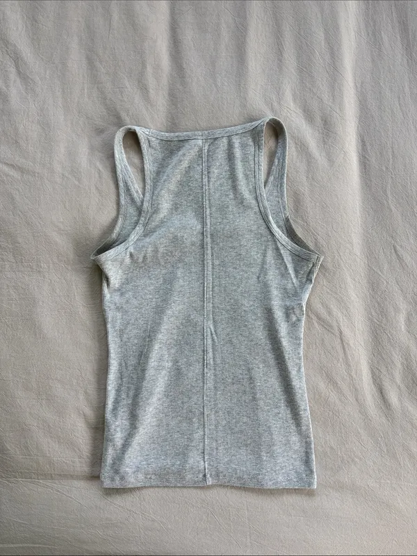 American Eagle Grey Ribbed Tank Top - Image 2
