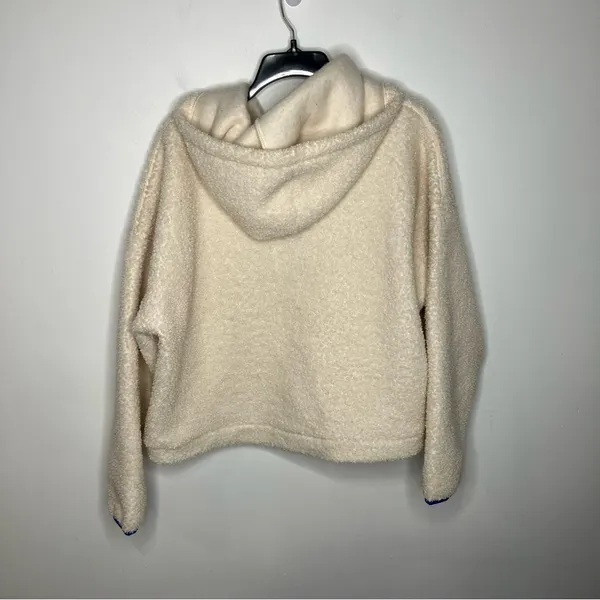 Wild Fable‎ off white Sherpa hooded pullover quarter zip size large - Image 7