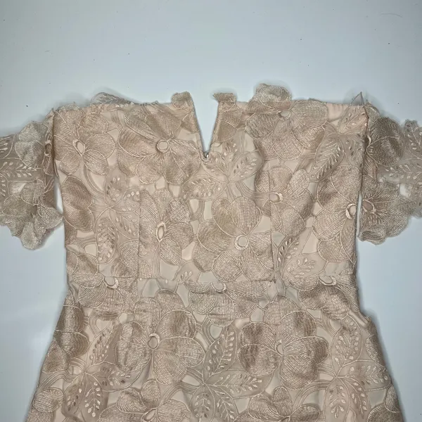 Saylor Cream Floral Lace Off Shoulder Mini Cocktail Dress Size Small - Image 5