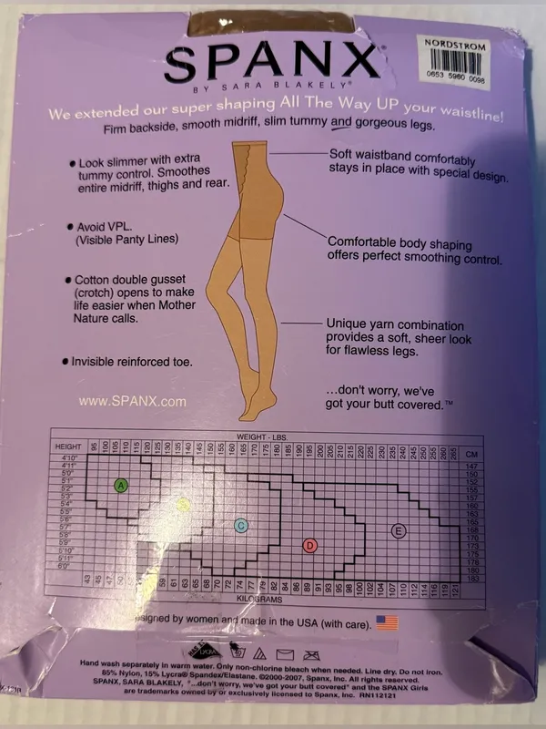 SPANX High Waist All The Way Up Shaping Sheers Pantyhose Size E Nude 1 Vintage - Image 4