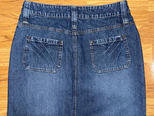 Cato Long Denim Skirt Women’s Size 6 Dark Wash Distressed Raw Hem Fringe Slit - Image 8