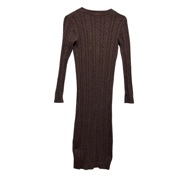 Lucky Brand Cottage Academia Sweater Dress M Brown Cable Knit Coastal Cowgirl - Image 2