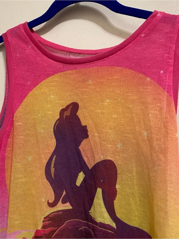 Disney Womens M Medium 34” The Little Mermaid Tank Top Sheer Chiffon Ariel Rock - Image 2