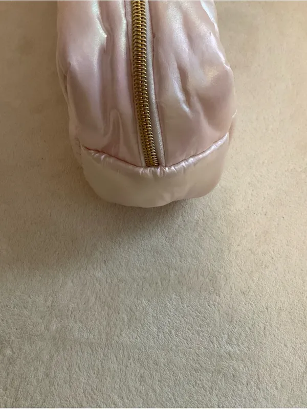 Iridescent Pink Quilted Cosmetic Bag with Star Accent - Image 4