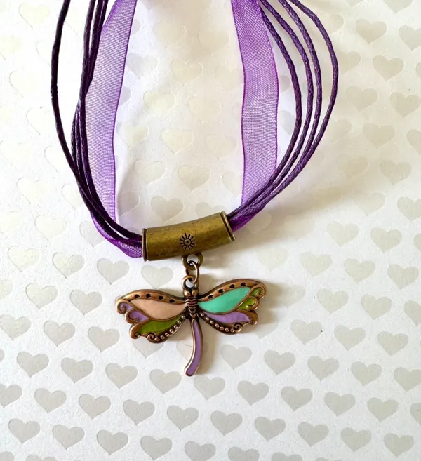 Dragonfly Necklace (733) Purple - Image 2