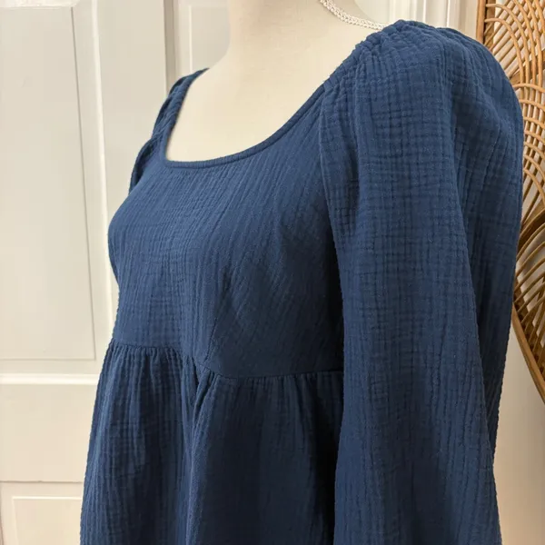 Universal Thread Gauze Peplum Top XS Relaxed Fit Cotton Boho Coastal Minimalist - Image 3