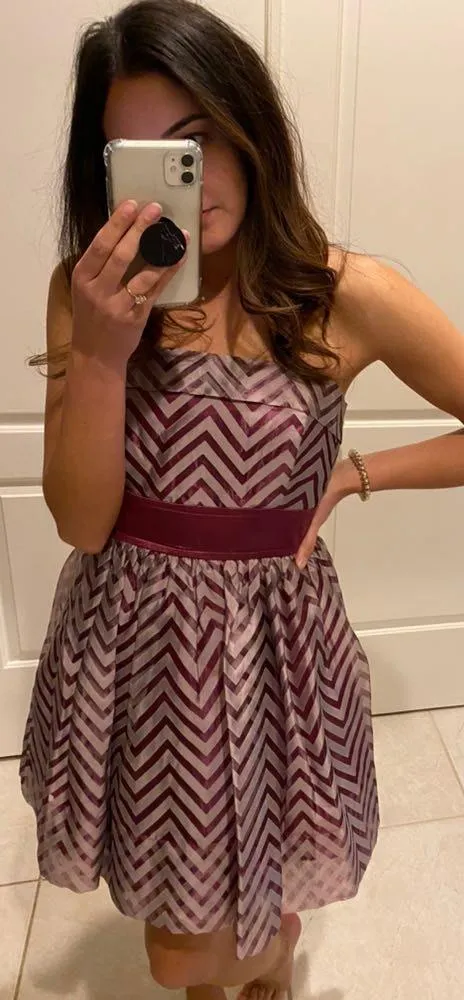 Purple Stripped Homecoming Dress - Image 2