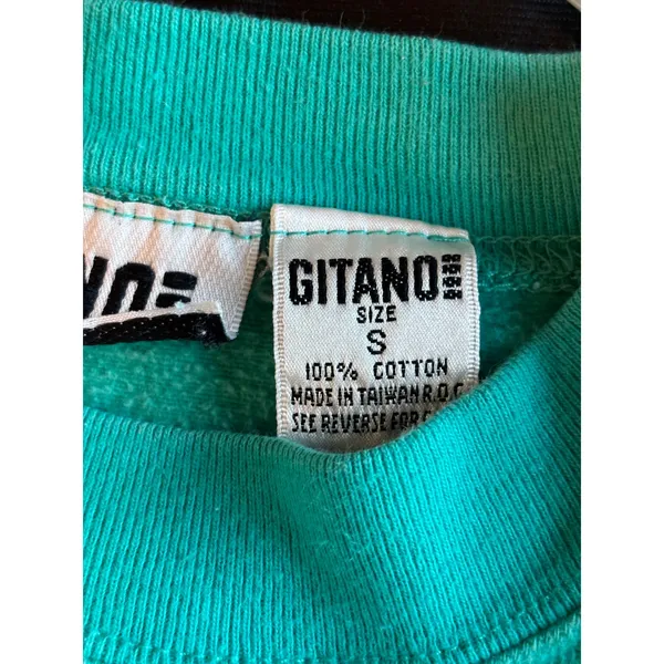 Vintage Gitano Teal Green Geometric Graphic Sweatshirt Cotton Small - Image 5