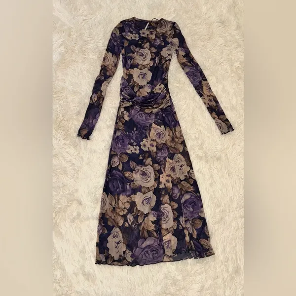 NEW Free People Gianni Maxi mesh Dress in Denim Combo Sz XS - Image 4