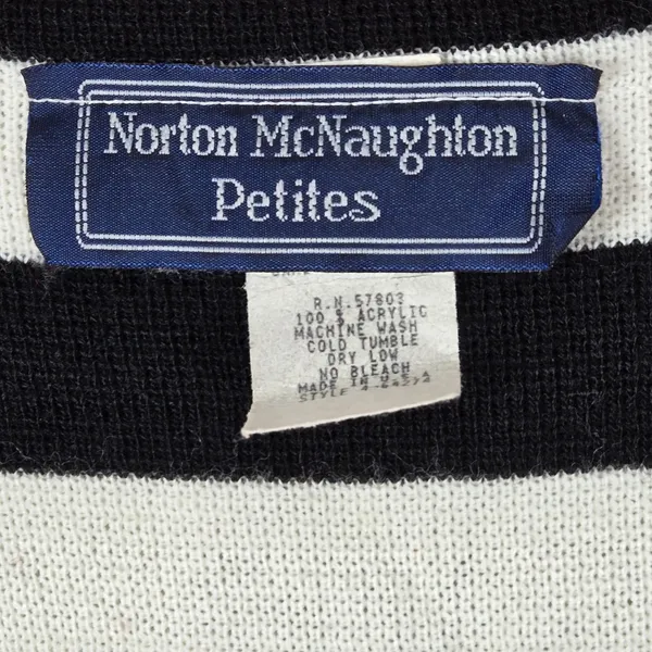 Norton McNaughton Petites‎ Black White Red Striped Button Front Cardigan Sweater - Image 3