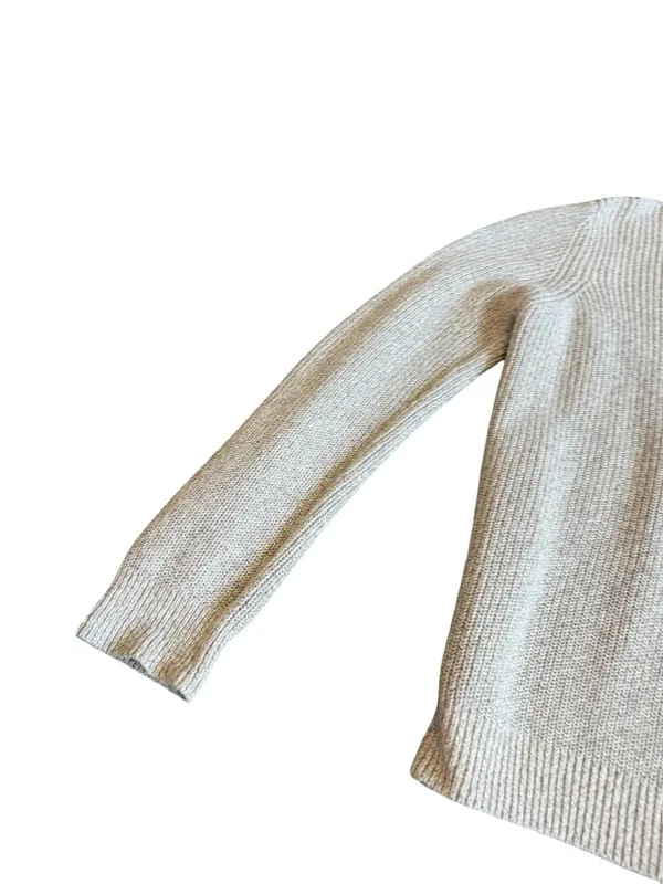 L.L. Bean Zip-Down Cardigan Sweater Ribbed Stretch Light Grey Size Large Women's - Image 9
