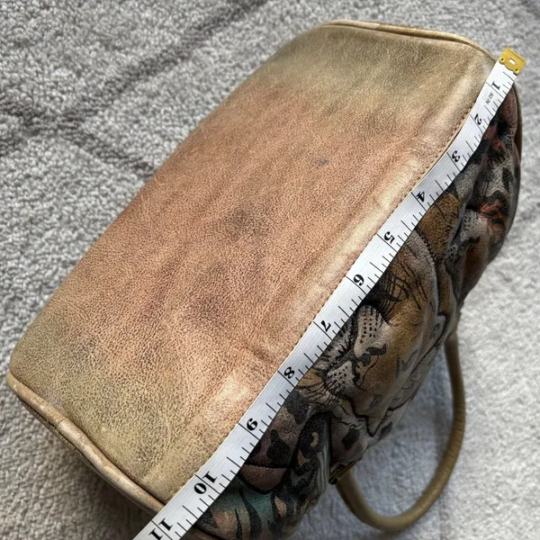 Vintage Hand-Painted Leather Satchel Safari Animals Emily Ann of Boca Raton - Image 8
