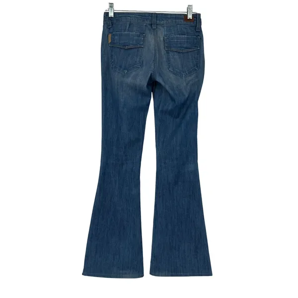PAIGE Santa Monica Flare‎ Jeans Women's Blue Denim Stretch Bootcut Size 24 - Image 2