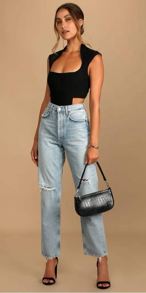 Lulu’s Plenty to Love Black Square Neck Sleeveless Cutout Bodysuit - Image 5