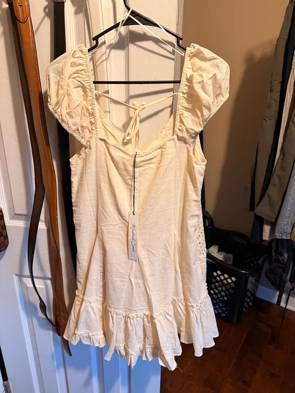 Mustard Seed Dahlia Mini Dress Yellow Floral Eyelet - Image 2