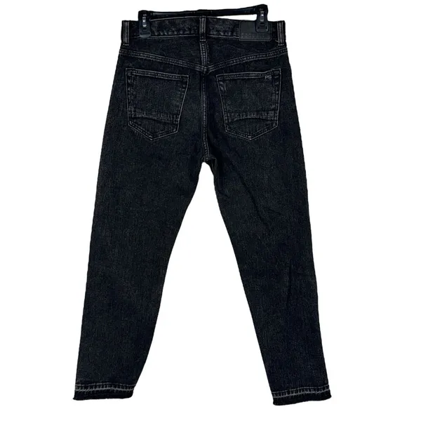 Pacsun SZ 30 Vintage Loose Crop Jeans Button-Fly Hi-Rise Seamed Leg Frayed Black - Image 4