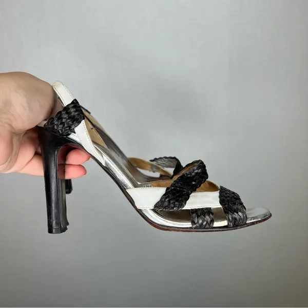 Diane‎ Von Furstenberg | Silver Black and White Heels 8 - Image 3