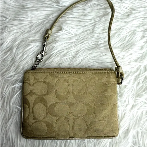 COACH Poppy Tan Signature Canvas Wristlet - Image 2