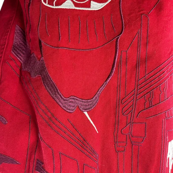 Southpole Men's Red Embroidered Long Sleeve Button Up Shirt Shacket Jacket Sz M - Image 5