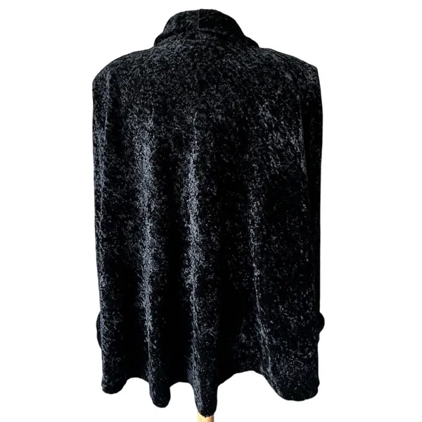 VTG 90s Y2K Connected Apparel Crushed Velvet Open Front Jacket Shawl Black XL - Image 2