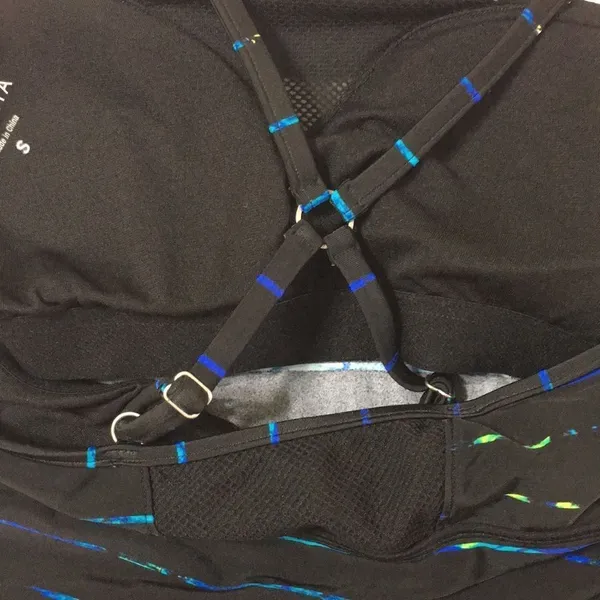 ATHLETA • Crossback Swim Tankini Top Size Small Black and Blue - Image 5