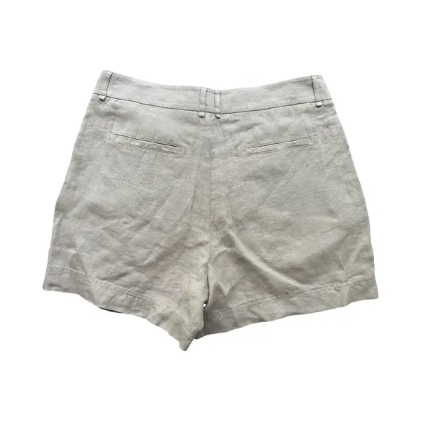Free People Linen Chelsea Pleated Shorts Oatmeal Size 10 High Rise Tailored - Image 7
