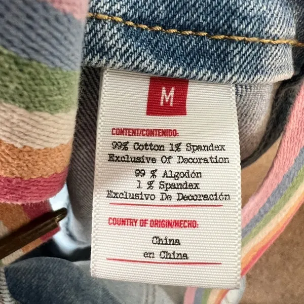 Target PRIDE SHORTALLS | Take PRIDE Queen Rainbow Patchwork Denim Unisex Shortalls - Image 7