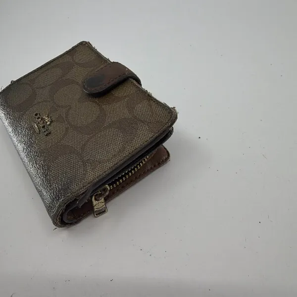 Coach Compact Brown Signature C Coated Canvas Wallet - Image 3