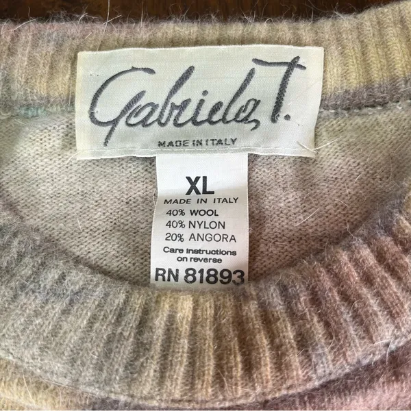 Vintage Gabriela T. Wool Angora Blend Oversized Crewneck Sweater Sz XL 90s Italy - Image 2