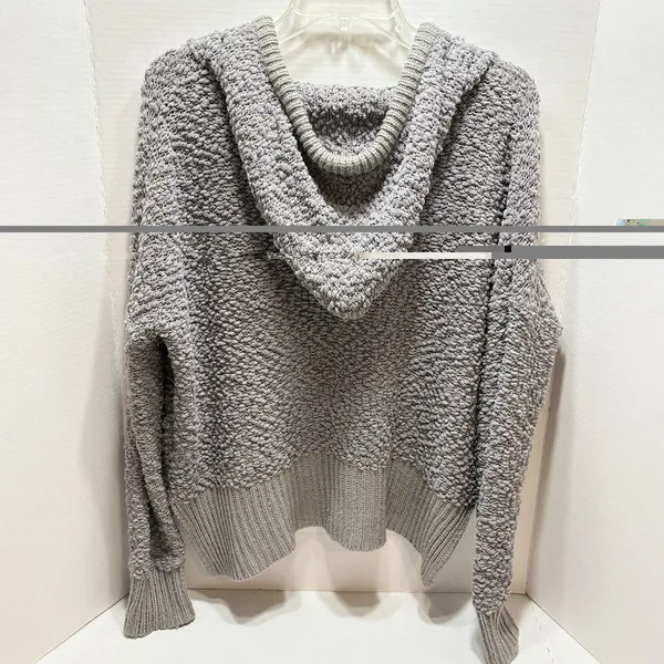 POL Women's Popcorn Chenille Hooded Sweater Grey S Oversized Cabincore Cozy - Image 4