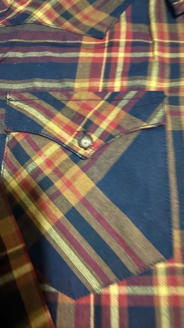 Levi's Men's Plaid Western button up Shirt Long Sleeve Red Orange Yellow XL - Image 7