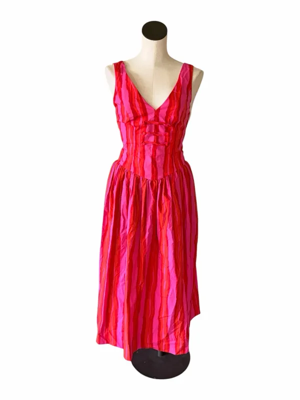 NWT ZARA BLOGGERS FAVE STRIPED FROG FASTENING DRESS Multicolored - Image 11