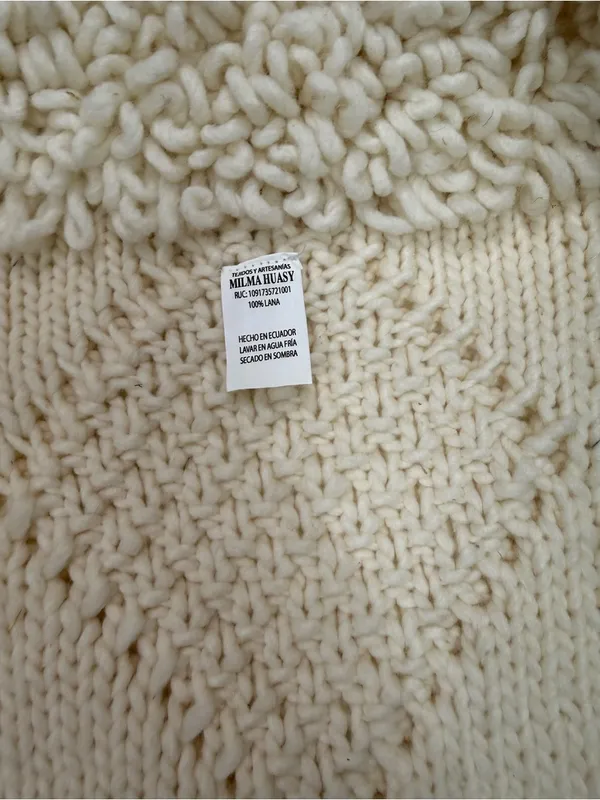 Textured 100% Wool Cream Cable Knit Cardigan Sweater NWOT - Image 4