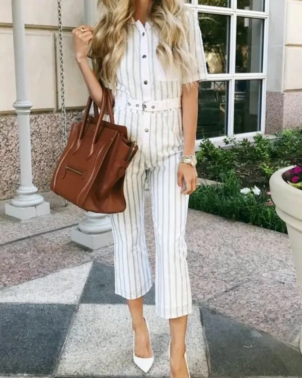 For Love & Lemons Hermosa Striped Jumpsuit M - Image 2