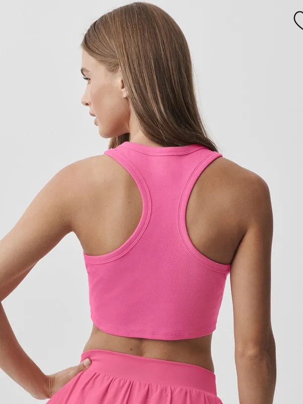 Alo NWT Aspire Tank Top Ribbed Cropped Paradise Pink Size S - Image 2