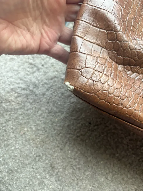 Brown Black Croc Embossed Oversized Tote Bag Y2K Slouchy Carryall Purse - Image 5