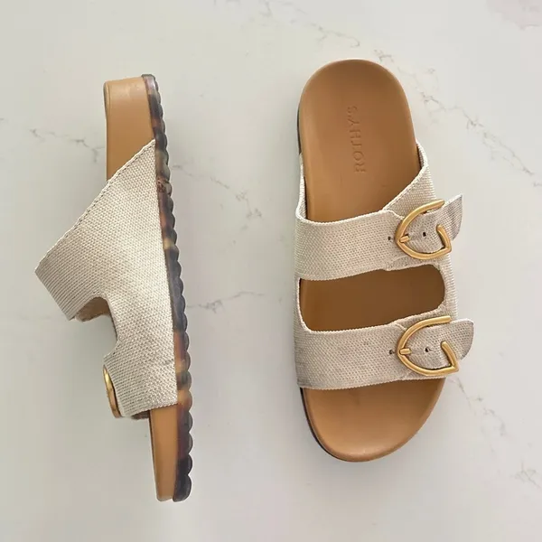 ROTHY'S The Buckle Slide Sandals in Sea Salt Size 7 - Image 4
