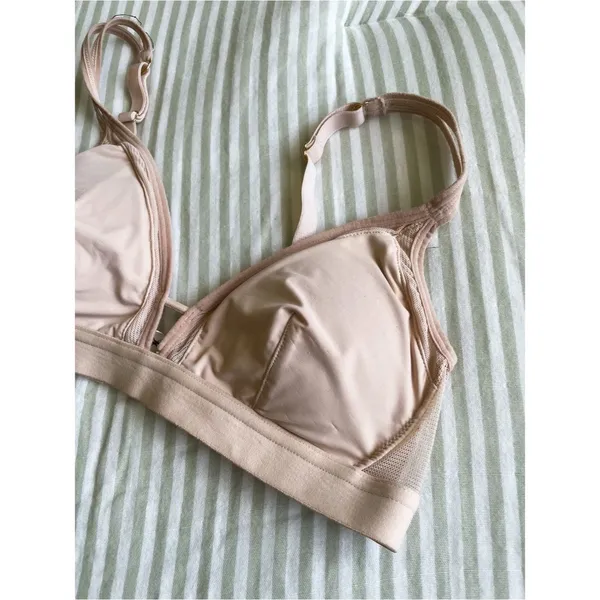 Lively Mesh Trim Triangle Padded Bralette Size S Cream Removable Padding - Image 2