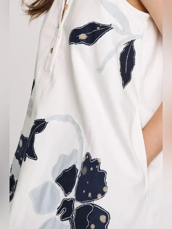 Maeve Denim Applique Swing Mini Dress Medium - Image 3